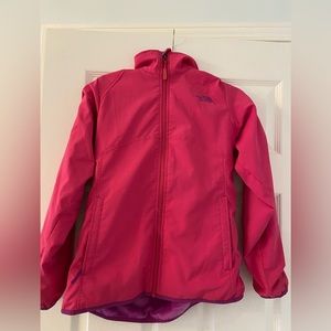 Pink, warm rain jacket for girls ages 10-14